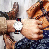 Daniel Wellington Classic Oxford White Dial Two Tone Nylon Strap Watch For Men - DW00100015 Authentic Buy Shop Now