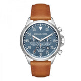 Michael Kors Lexington Chronograph Blue Dial Brown Leather Strap Watch For Men - MK8537 Authentic Buy Shop Now