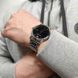 Emporio Armani Luigi Quartz Black Dial Silver Steel Strap Watch For Men - AR2499 Authentic Buy Shop Now