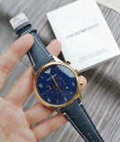 Emporio Armani Chronograph Midnight Blue Dial Blue Leather Strap Watch For Men - AR1862 Authentic Buy Shop Now