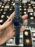 Emporio Armani Chronograph Midnight Blue Dial Blue Leather Strap Watch For Men - AR1862 Authentic Buy Shop Now