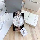 Emporio Armani Chronograph White Dial Two Tone Steel Strap Watch For Men - AR0399 Authentic Buy Shop Now