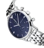 Emporio Armani Gianni Chronograph Blue Dial Silver Steel Strap Watch For Men - AR1648 Authentic Buy Shop Now