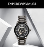 Emporio Armani Meccanico Automatic Black Dial Black Steel Strap Watch For Men - AR60010 Authentic Buy Shop Now