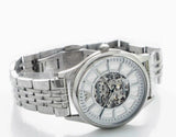 Emporio Armani Meccanico Skeleton Silver Dial Silver Steel Strap Watch For Men - AR1945 Authentic Buy Shop Now