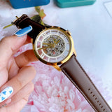 Fossil Townsman Automatic Skeleton Gold Dial Brown Leather Strap Watch for Men - ME3043 Authentic Buy Shop Now