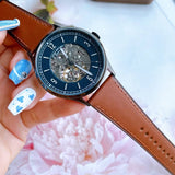 Fossil Forrester Automatic Skeleton Grey Dial Brown Leather Strap Watch for Men - ME3178 Authentic Buy Shop Now