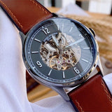 Fossil Forrester Automatic Skeleton Grey Dial Brown Leather Strap Watch for Men - ME3178 Authentic Buy Shop Now
