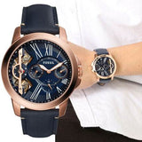 Fossil Grant Twist Multifunction Blue Dial Blue Leather Strap Watch for Men - ME1162 Authentic Buy Shop Now