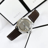 Gucci G Timeless Quartz Brown Dial Brown Rubber Strap Watch For Men - YA126403 Authentic Buy Shop Now