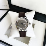 Gucci G Timeless Quartz Brown Dial Brown Rubber Strap Watch For Men - YA126403 Authentic Buy Shop Now