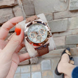 Guess Analog Multifunction White Dial Brown Leather Strap Watch for Men - GW0262G3 Authentic Buy Shop Now