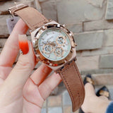 Guess Analog Multifunction White Dial Brown Leather Strap Watch for Men - GW0262G3 Authentic Buy Shop Now