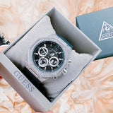 Guess Momentum Chronograph Crystals Black Dial Black Silicone Strap Watch For Men - GW0518G1 Authentic Buy Shop Now