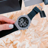 Guess Momentum Chronograph Crystals Black Dial Black Silicone Strap Watch For Men - GW0518G1 Authentic Buy Shop Now