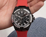 Guess Mainline Multifunction Crystals Black Dial Red Silicone Strap Watch For Men - GW0208G6 Authentic Buy Shop Now