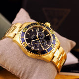 Guess Chaser Multifunction Blue Dial Gold Steel Strap Watch for Men - W0172G5 Authentic Buy Shop Now