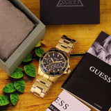 Guess Chaser Multifunction Blue Dial Gold Steel Strap Watch for Men - W0172G5 Authentic Buy Shop Now