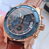 Guess Pinnacle Chronograph Quartz Blue Dial Brown Leather Strap Watch For Women - W0673G3 Authentic Buy Shop Now