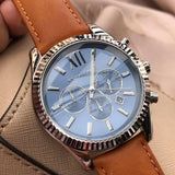 Michael Kors Lexington Chronograph Blue Dial Brown Leather Strap Watch For Men - MK8537 Authentic Buy Shop Now