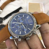 Michael Kors Lexington Chronograph Blue Dial Brown Leather Strap Watch For Men - MK8537 Authentic Buy Shop Now