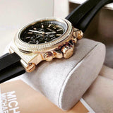 Michael Kors Dylan Chronograph Black Dial Black Rubber Strap Watch For Women - MK8556 Authentic Buy Shop Now