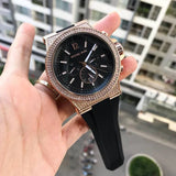 Michael Kors Dylan Chronograph Black Dial Black Rubber Strap Watch For Women - MK8557 Authentic Buy Shop Now