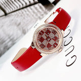 Michael Kors Camille Three Hand Crystals Rose Gold Dial Red Leather Strap Watch For Women - MK4701 Authentic Buy Shop Now