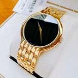 Movado Veturi Quartz Black Dial Gold Steel Strap Watch for Men - 0606934 Authentic Buy Shop Now