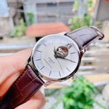Tissot T Classic Tradition Powermatic 80 Open Heart Silver Dial Brown Leather Strap Watch for Men - T063.907.16.038.00 Authentic Buy Shop Now
