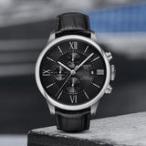 Tissot T Classic Chemin Des Tourelles Chronograph Black Dial Black Leather Strap Watch For Men - T099.427.16.058.00 Authentic Buy Shop Now