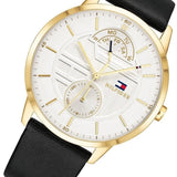 Tommy Hilfiger Hunter White Dial Black Leather Strap Watch for Men - 1791606 Authentic Buy Shop Now