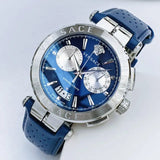 Versace Aion Chronograph Blue Dial Blue Leather Strap Watch for Men - VE1D01220 Authentic Buy Shop Now