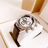 Versace Classic Chronograph Quartz Silver Dial Brown Leather Strap Watch For Men - VEV700119 Authentic Buy Shop Now