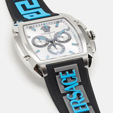 Versace Dominus Chronograph Silver Dial Black Rubber Strap Watch For Men - VE6H00123 Authentic Buy Shop Now