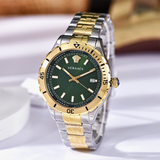 Versace Hellenyium Quartz Green Dial Two Tone Steel Strap Watch For Men - VE3A00720 Authentic Buy Shop Now