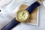 Michael Kors Parker Gold Dial Blue Leather Strap Watch for Women - MK2280 Authentic Buy Shop Now