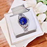 Bulova Crystal Collection Blue Mother of Pearl Dial Silver Steel Strap Watch for Women - 96L238 Authentic Buy Shop Now