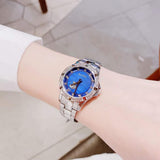 Bulova Crystal Collection Blue Mother of Pearl Dial Silver Steel Strap Watch for Women - 96L238 Authentic Buy Shop Now