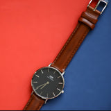 Daniel Wellington Classic Petite St Mawes Black Dial Brown Leather Strap Watch For Women - DW00100181 Authentic Buy Shop Now