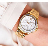Michael Kors Everest Chronograph White Dial Gold Steel Strap Watch For Women - MK7212 Authentic Buy Shop Now