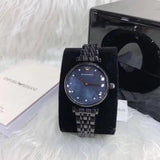 Emporio Armani Gianni T-Bar Quartz Black Mother of Pearl Dial Black Steel Strap Watch For Women - AR11268 Authentic Buy Shop Now