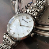 Emporio Armani T Bar Mother of Pearl Dial Steel Strap Watch For Women - AR1682 Authentic Buy Shop Now