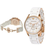 Emporio Armani Sportivo Silver Dial White Silicone Strap Watch For Women - AR5920 Authentic Buy Shop Now