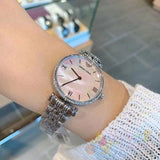 Emporio Armani Gianni T Bar Pink Mother of Pearl Dial Silver Steel Strap Watch For Women - AR1779 Authentic Buy Shop Now