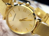 Emporio Armani Retro Gold Dial Gold Mesh Bracelet Watch For Women - AR1957 Authentic Buy Shop Now