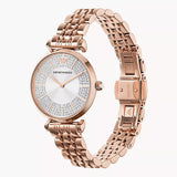 Emporio Armani Gianni T-Bar Crystals Silver Dial Rose Gold Steel Strap Watch For Women - AR11446 Authentic Buy Shop Now