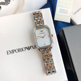 Emporio Armani Gianni T Bar Mother of Pearl Dial Two Tone Steel Strap Watch For Women - AR11146 Authentic Buy Shop Now