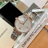 Emporio Armani Gianni T-Bar Silver Dial Two Tone Steel Strap Watch For Women - AR11293 Authentic Buy Shop Now