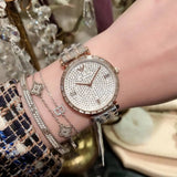Emporio Armani Gianni T-Bar Silver Dial Two Tone Steel Strap Watch For Women - AR11293 Authentic Buy Shop Now